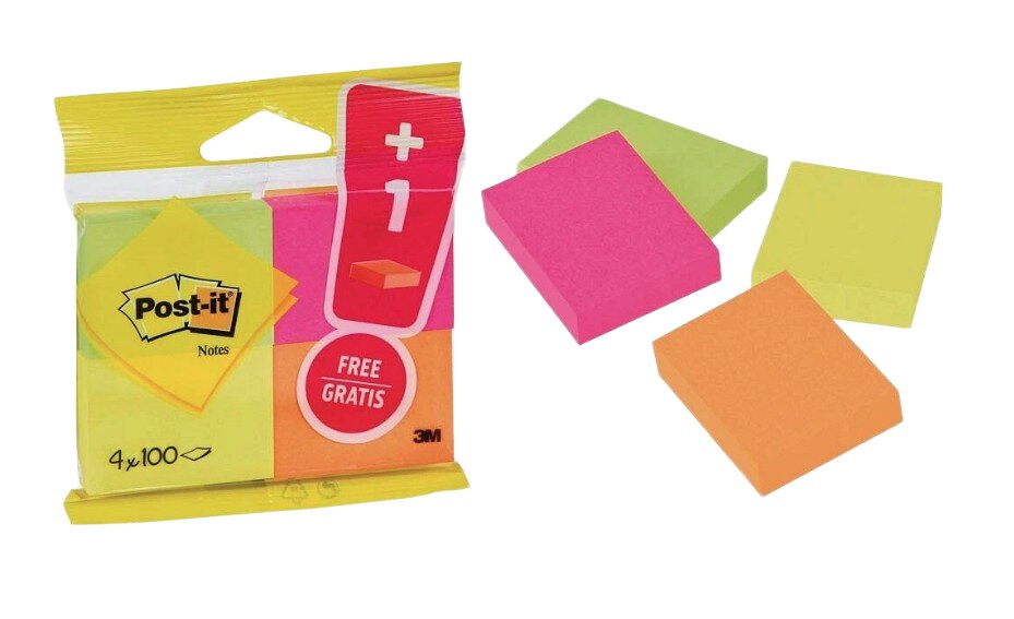 Karteczki samoprzylepne Post-it ® 6812-P 38x51mm 3x100 kartek promo 3+1 gratis 7100172321